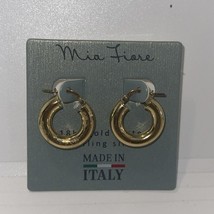 Mia Fiore MADE IN ITALY 18KT GOLD PLATED SS  Hoop Earrings 0.75&quot; NEW - $1,642.30 MXN