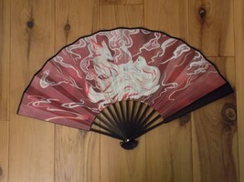 Japanese Art Print Silk Hand Folding Fan Fashion Decor Industry Fire Red... - £23.39 GBP