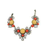 J Crew Necklace Butterscotch Yellow Orange Clear Rhinestone Statement Co... - $44.53