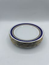 5 Cmielow Salad Plates Desert Plate Scalloped White Blue Gold Hand Paint... - $3.91