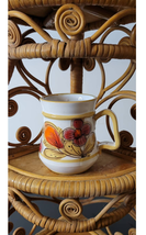 Stoneware Coffee Mug Ceramic Orange Yellow flowers Marked Italy HH Floral Autumn - £7.11 GBP