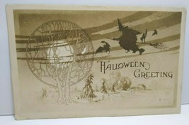 Halloween Postcard Gibson Witch Tree Of Life Bats Moon Gothic 1910 Vintage WV - £81.83 GBP