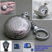 Silver Pocket Watch Pendant Watch 2 Ways Usages Key Chain and Necklace G... - £17.03 GBP