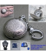 Silver Pocket Watch Pendant Watch 2 Ways Usages Key Chain and Necklace G... - £16.98 GBP