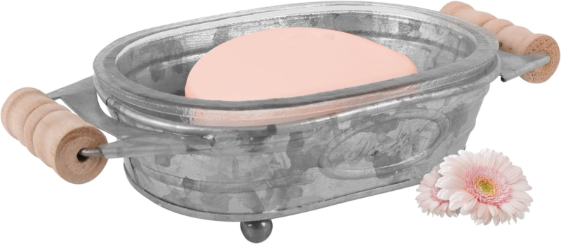 Primary image for Autumn Alley Galvanized Farmhouse Soap Dish for Bathroom – Fun Kitchen Soap Tray