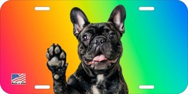 FRENCH BULLDOG BRINDLE WAVING CAN PERSONALIZE NOVELTY METAL LICENSE PLATE E - £6.98 GBP+