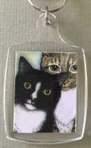 Small Cat Art Keychain - Homer and Rudy - $8.00