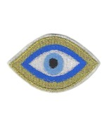 EVIL EYE IRON ON PATCH 2.4&quot; Small Embroidered Blue Gold Protection Symbo... - $73.10 MXN
