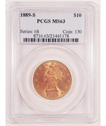1889-S Or Liberty Aigle Classé Par PCGS Comme MS-63 ! Superbe Début US Doré - $53,668.96 MXN