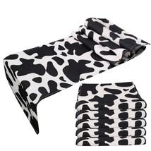 5 Pcs Linen Cow Print Table Runner Black And White Farm Cow Print Tablecloth Wes - £32.73 GBP