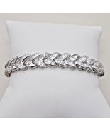 PAJ 925 STERLING SILVER SPARKLING GEMSTONE WHEAT DESIGN TENNIS BRACELET ... - €101,84 EUR