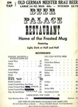 Beer Palace Restaurant Dinner Menu Port Clinton Ohio 1960&#39;s - £29.97 GBP