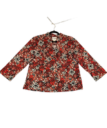 Christopher &amp; Banks Womens Medium Shirt Jacket Red Black Long Sleeve Sna... - $310.43 MXN