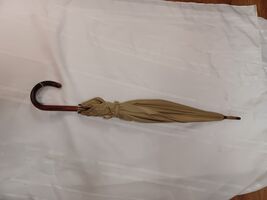 Vtg Antique Parasol Fabric Umbrella Wood Handle 40" Diameter 34" Length - $98.99