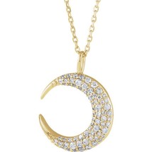 Authenticity Guarantee 
14k Yellow Gold Diamond Crescent Moon Necklace - £963.48 GBP+
