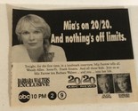 20/20 Tv Guide Print Ad Barbara Walters Hugh Downs Mia Farrow Tpa14 - $5.93