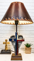 Country Western Texas Lone Star State Flag With Silver Angel Wings Table Lamp - £53.48 GBP