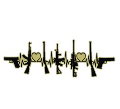 I Love guns Heartbeat Rhythm 8&quot;  Wide Multi-Color Vinyl Decal Sticker - $4.64
