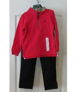 Careter&#39;s Two Pc 1/4 Zip  Fleece Top &amp; Cotton Pants Red&amp; Black Boy&#39;s Sz ... - $19.86