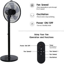 14.5&quot; Adjustable 12 Levels Speed Pedestal Stand Fan with Remote Control for Indo - £70.83 GBP