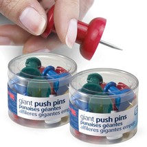 Officemate Giant Push Pins, 1.5&quot; Assorted Colors, 2 Tubs of 12 (92905) - £12.58 GBP