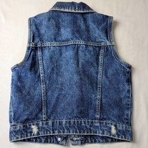 Amethyst Jeans Girls Vest Size S Blue Preppy Lace Distressed Denim Button Up - £9.37 GBP