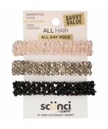 Scunci All Day Hold Barrettes, Assorted Colors, 3 ct | - $10.99