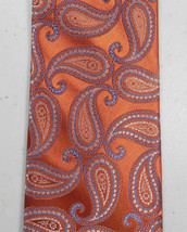 MICHAEL KORS Paisley Print Tie Necktie Copper Blue White Silk - £15.52 GBP