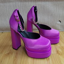 Women&#39;s Sandals Genuine Leather Pumps Summer Shoes Satin 39 - £31.16 GBP
