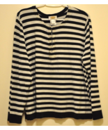 Talbots Womens Long Sleeve V Neck Closure Black and White Stripe Beaded ... - €10,75 EUR