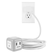 Philips 3-Outlet Cube Cord with 2 USB-A Ports, 10 Ft Extension Cord, Ada... - $30.99