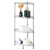 4-Tier Corner Shelf Display Rack Kitchen Bathroom Storage Wire Shelves Organizer - £36.08 GBP