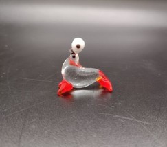 Vintage Handmade Art Glass Seal Micro Mini Figurine Ball Circus Clear Red New - £6.35 GBP