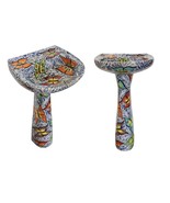 Mexican Talavera Pedestal Sink Handcrafted Ceramic -  Mariposas Azul Mar... - $1,261.64 CAD