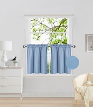 Elegant Home 2 Panels Tiers Small Window Treatment Curtain Insulated, Light Blue - £30.53 GBP