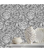 Abstract Rose Modern Black And White Wallpaper For Bathroom, 17.7In X 11... - £28.23 GBP