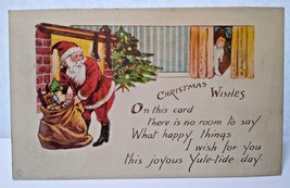 Santa Claus Christmas Gifts Toy Sack As Child Watches Postcard Bergman 1916 - £9.28 GBP