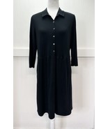 J Jill Dress Medium Black Buttons Cotton Modal Blend Stretch 3/4 Sleeve ... - £22.81 GBP