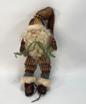 Old World Folk Art St Nick Santa Rustic Velvet Ethnic Garland 12&quot; Christmas Doll - £22.23 GBP