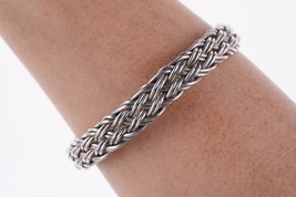 7&quot; Vintage Mexican Sterling Braided cuff bracelet - £76.36 GBP