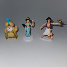 3 Disney Aladdin Toy Figures Lot Sultan Jasmine Lamp Abu Mattel Decopac ... - $17.77