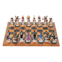 Italfama  Hand Painted Pewter Chess Pieces + Leatherette Chess Board - $301.00