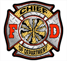Firefighter Decal - Chief Of Department Diamond Maltese Sticker - Variou... - $3.95+