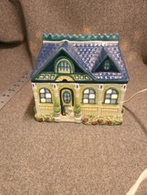 Vintage Cracker Barrel Light Up Ceramic House with Cat on Porch 1999 - $23.75