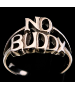 Sterling silver word ring No Buddy 2 words Bold letters high polished 92... - $54.47 CAD