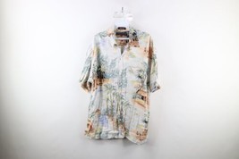 Vintage Tommy Hilfiger Mens Large Spell Out Looped Collar Hawaiian Button Shirt - £47.29 GBP