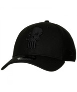 The Punisher Symbol Black on Black New Era 39Thirty Fitted Hat Black - £34.25 GBP