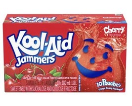 4 X Kool-Aid Jammers, Cherry flavor ,10 Pouches180ml/6.1 oz each, Free Shipping - $36.77