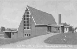 Our Savior&#39;s Lutheran Church Greenwood Wisconsin RPPC Real Photo 1950s postcard - £5.84 GBP