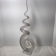 Murano Style 20" Abstract Swirled Coiled Solid Clear Art Studio Glass - $54.44